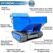 Hyundai HYTD500 196cc Petrol 500kg Payload Tracked Mini Dumper / Power Barrow / Transporter